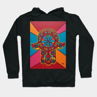 Flower Power Hamsa by Harriette Knight Hoodie